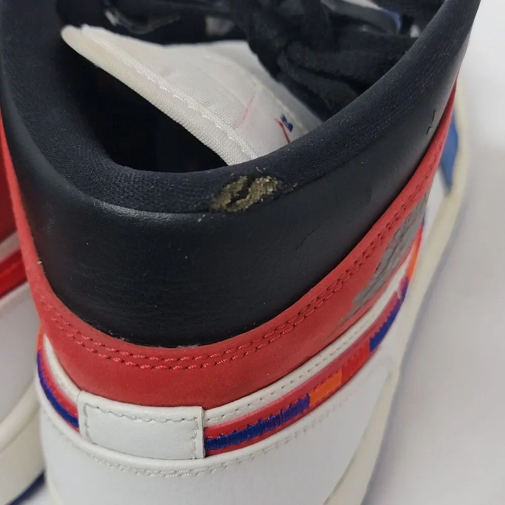 Nike Air Jordan 1 Mid SE Multicolored Swoosh Red Blue White Men's size 9